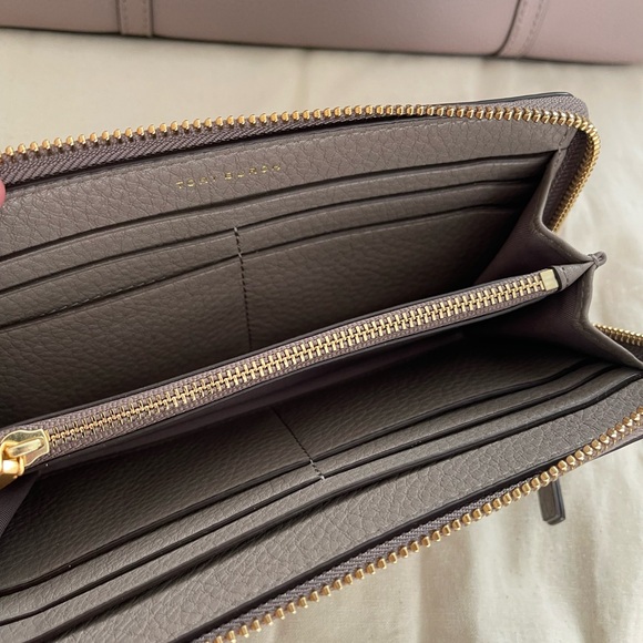 Tory Burch Perry Taupe Leather Triple Compartment Tote with Wallet - Picture 6 of 8